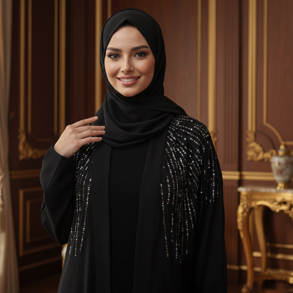 Taş Detaylı Ferace Abaya
