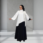 Siyah Beyaz Boyun Detaylı Elbise