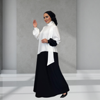 Siyah Beyaz Boyun Detaylı Elbise