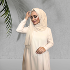 Şallı Krem Rengi Elbise