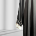 İnci Detaylı Siyah Ferace