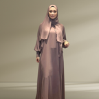 Vizon Çift Kat Şifon Şallı Elbise