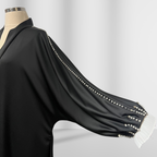 İnci Detaylı Siyah Ferace