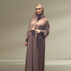 Vizon Çift Kat Şifon Şallı Elbise