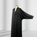 İnci Detaylı Siyah Ferace