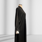 İnci Detaylı Siyah Ferace