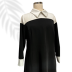 Beyaz Yaka Detaylı Uzun Elbise