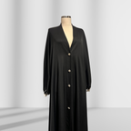 Düğme Detaylı Siyah Ferace