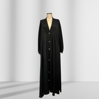 Düğme Detaylı Siyah Ferace