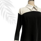 Beyaz Yaka Detaylı Uzun Elbise