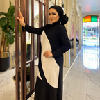 Siyah Beyaz Şeritli Elbise