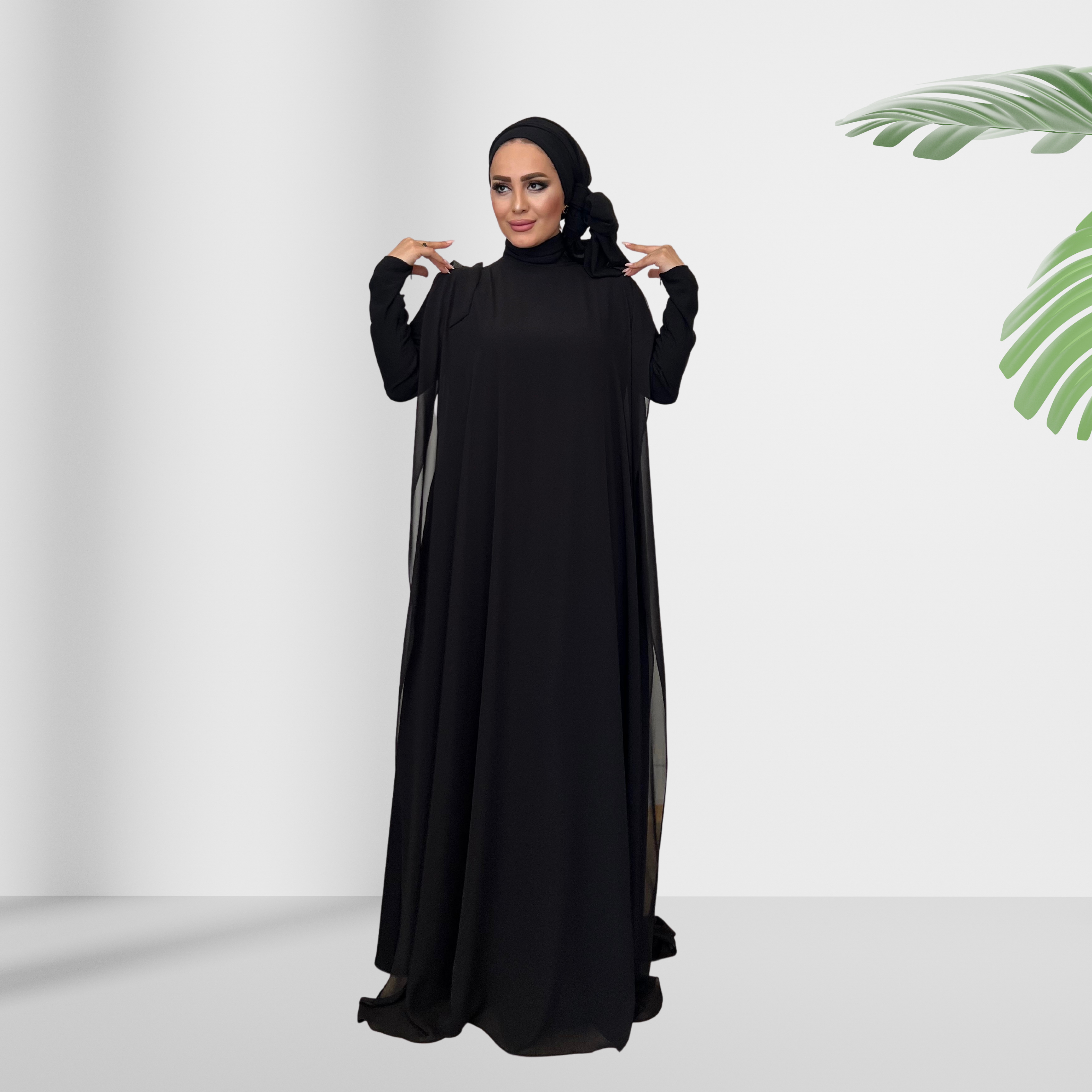 Taş İşlemeli Pelerinli Elbise