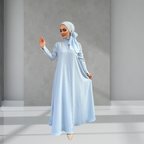 Düğme Detaylı Bebe Mavisi Elbise