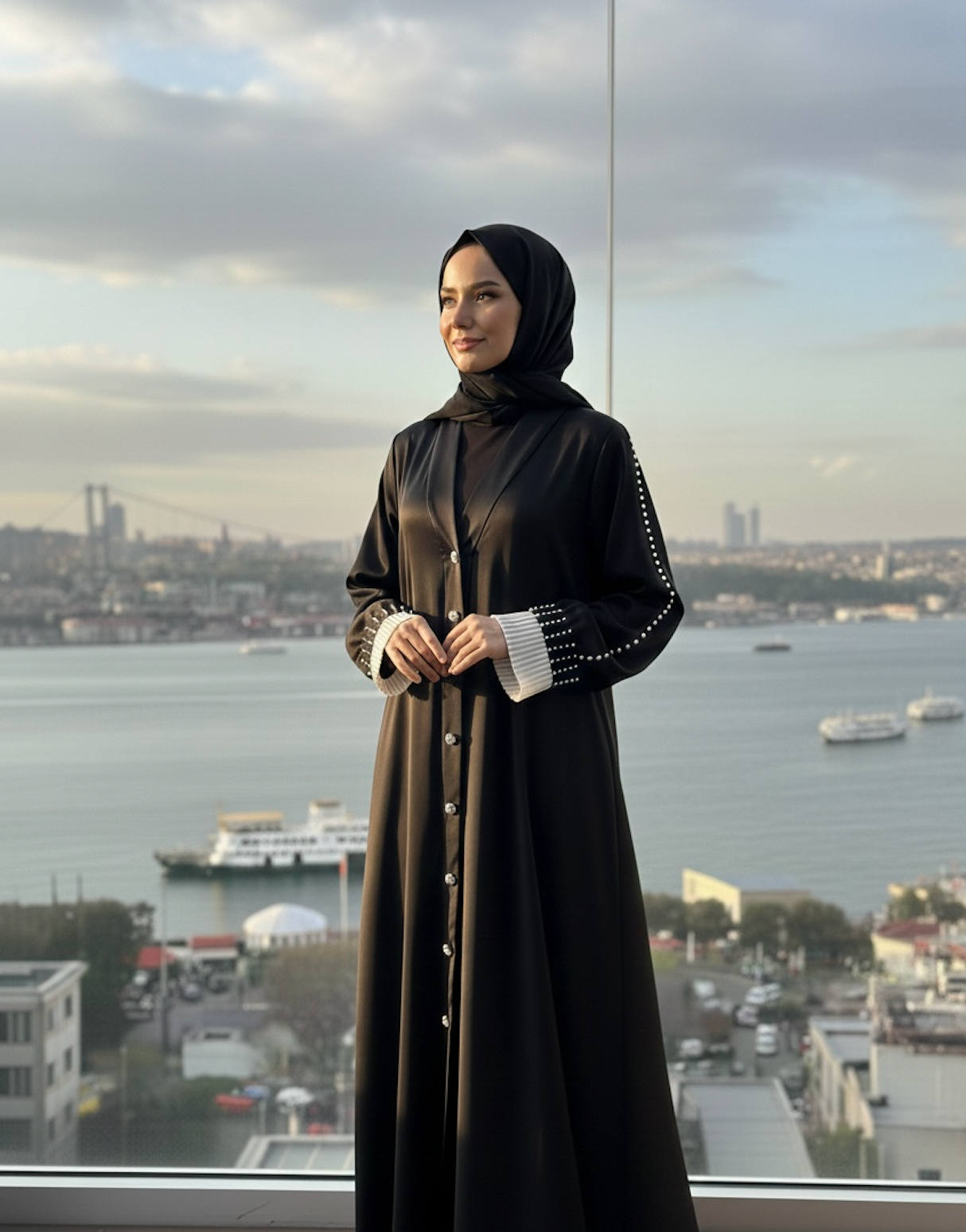 İnci Detaylı Ferace