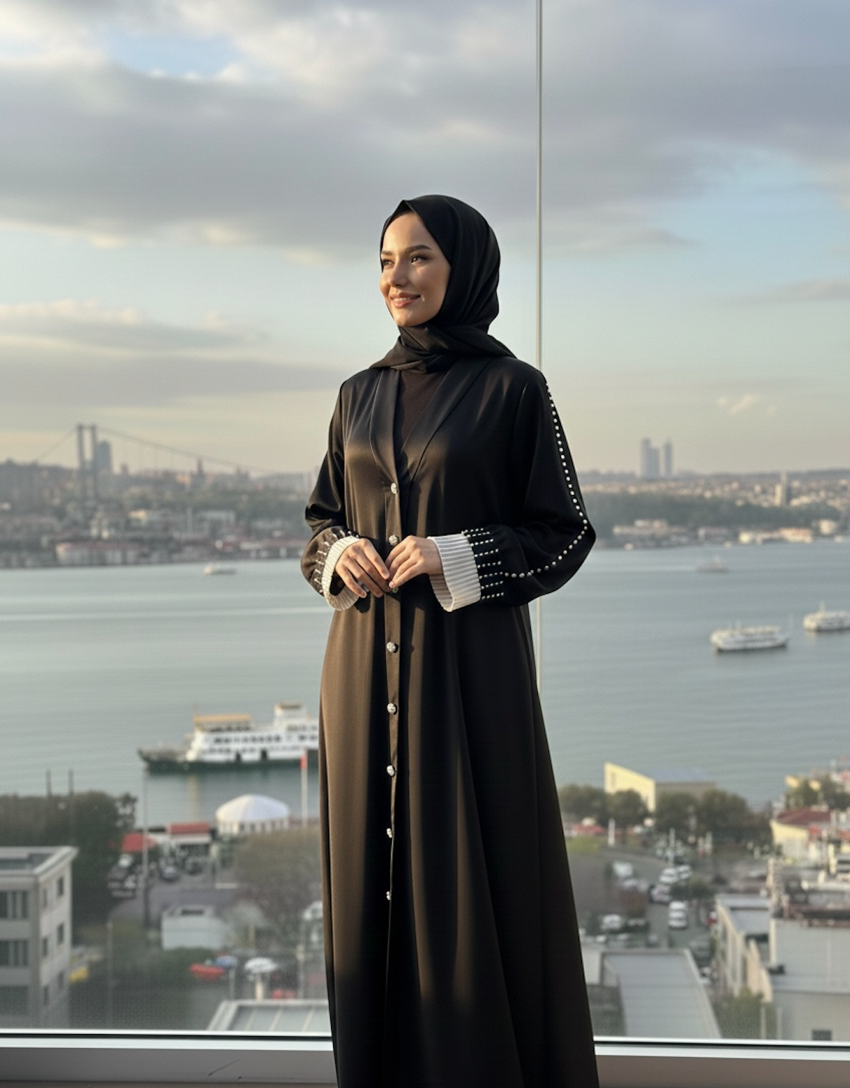 İnci Detaylı Ferace