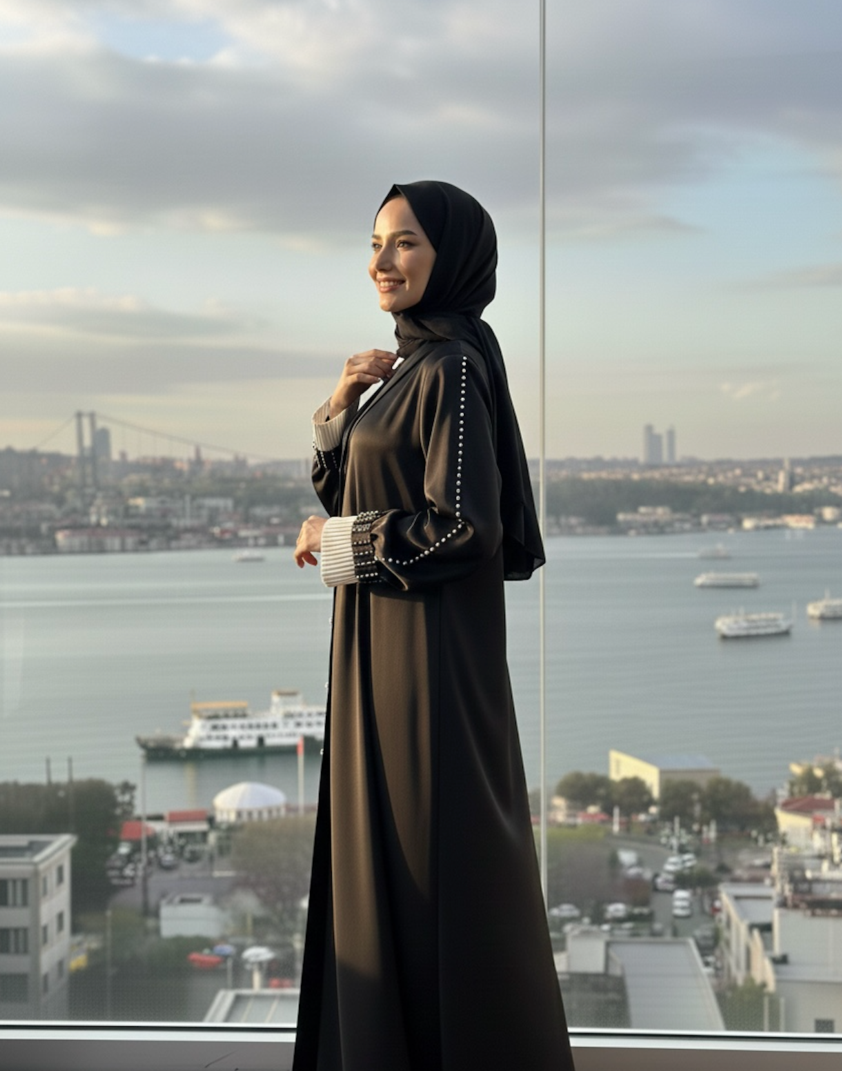 İnci Detaylı Ferace