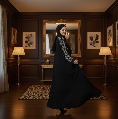 İnci Kol Detaylı Ferace Abaya