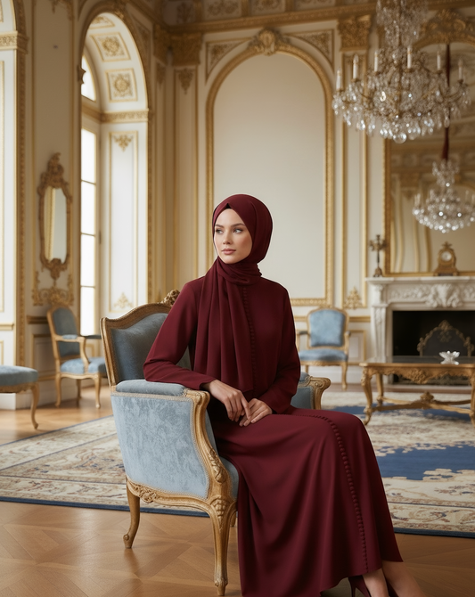 Kırmızı Düğme Detaylı Elbise