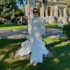 Fransız Model Dantelli Balon Kol Midi Elbise