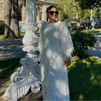 Fransız Model Dantelli Balon Kol Midi Elbise