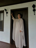 Düğme Detaylı Yarasa Kol Elbise