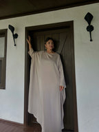 Düğme Detaylı Yarasa Kol Elbise