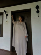 Düğme Detaylı Yarasa Kol Elbise