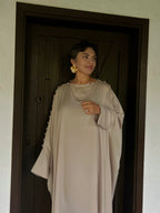 Düğme Detaylı Yarasa Kol Elbise