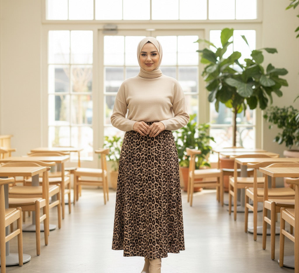 Leopar Pileli Etek