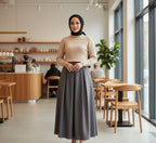 Gri Pileli Etek