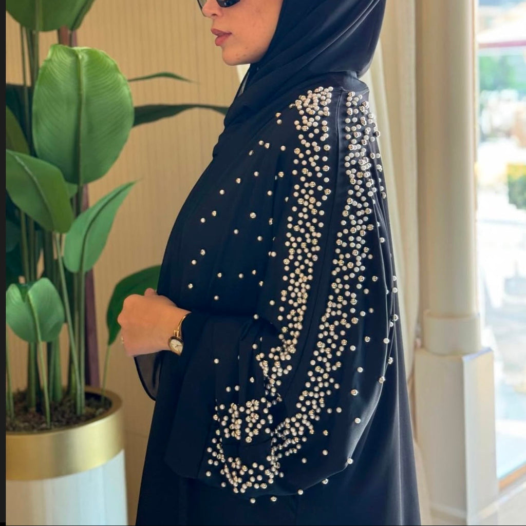 İnci Kol Detaylı Ferace Abaya