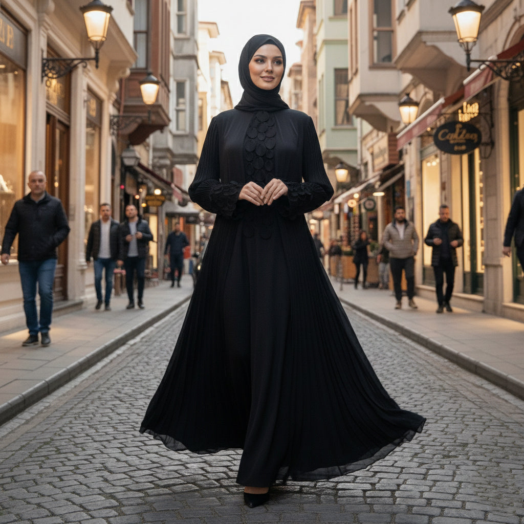 Siyah Para Para Abiye Elbise