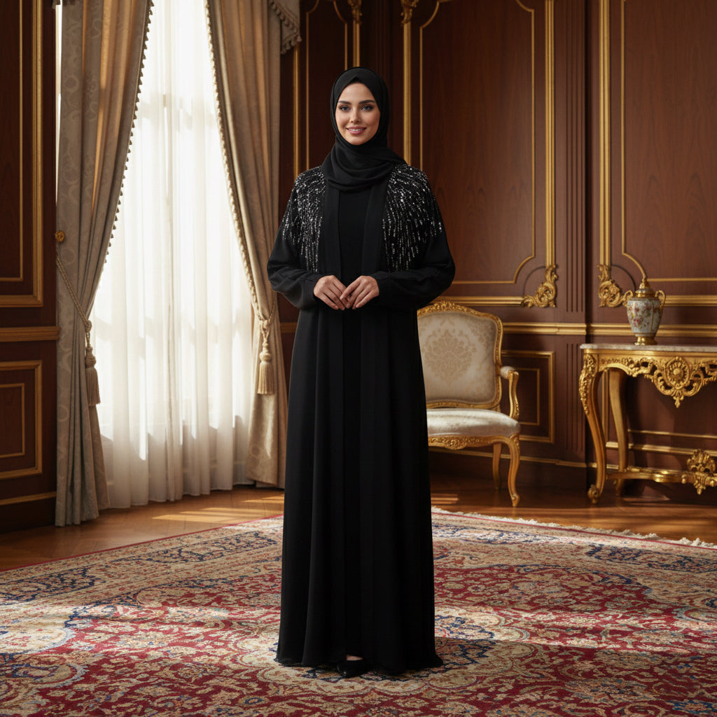 Taş Detaylı Ferace Abaya