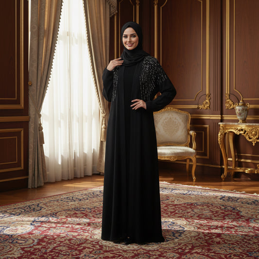 Taş Detaylı Ferace Abaya