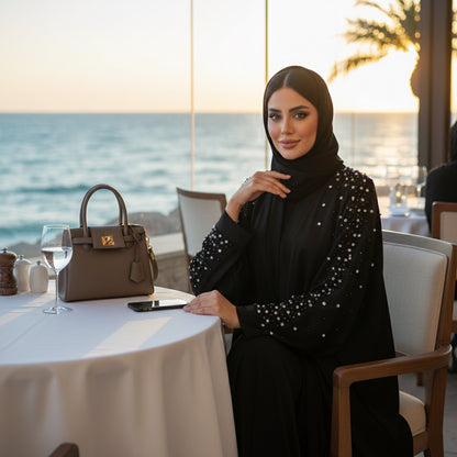 Taş Kol Detaylı Ferace Abaya